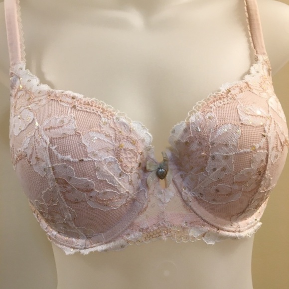 Victoria Secret Lined Demi Buste Double Lace Bra - Picture 1 of 8